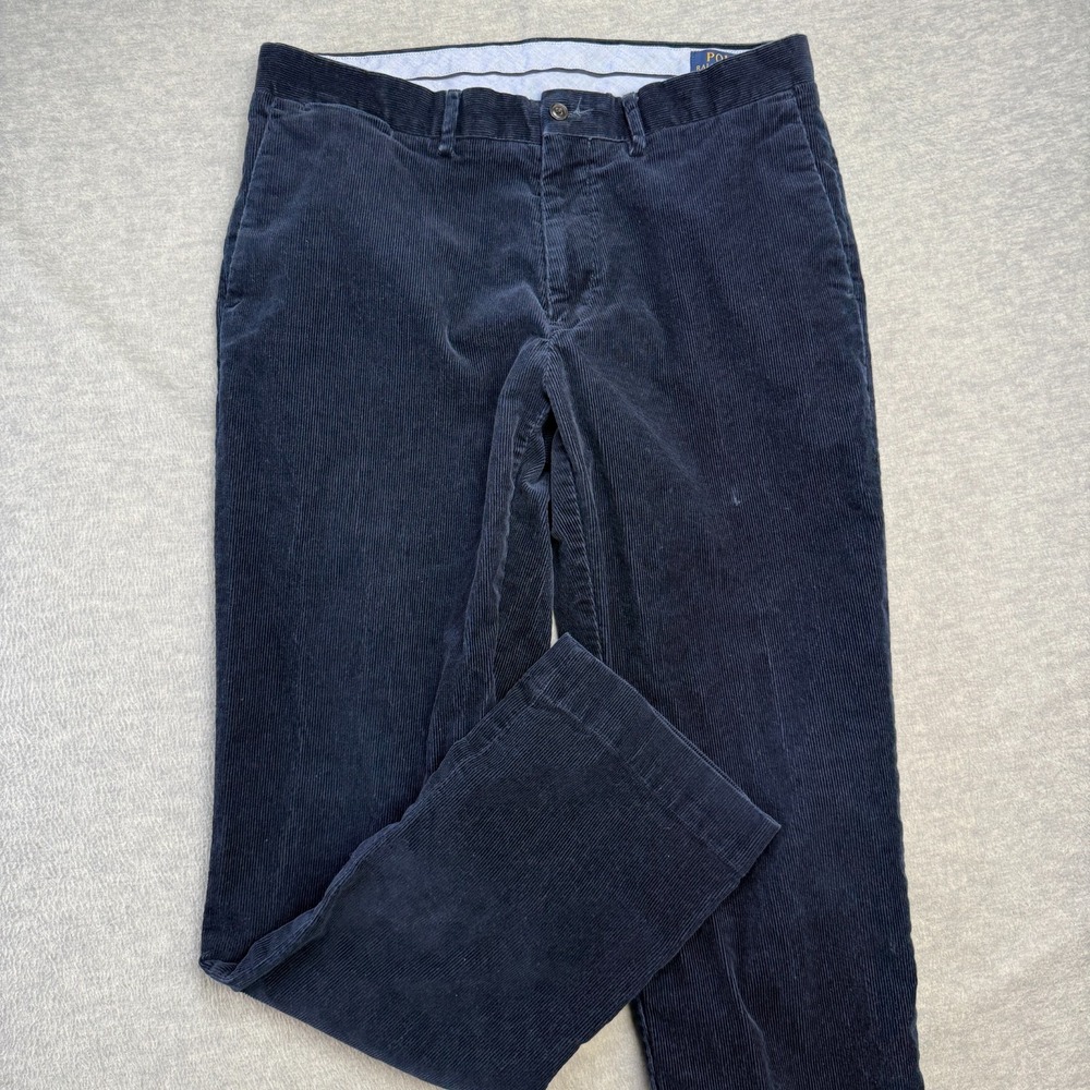 Polo‎ Ralph Lauren Pants Mens 34x32 (33x30) Navy Corduroy Trousers Classic Fit